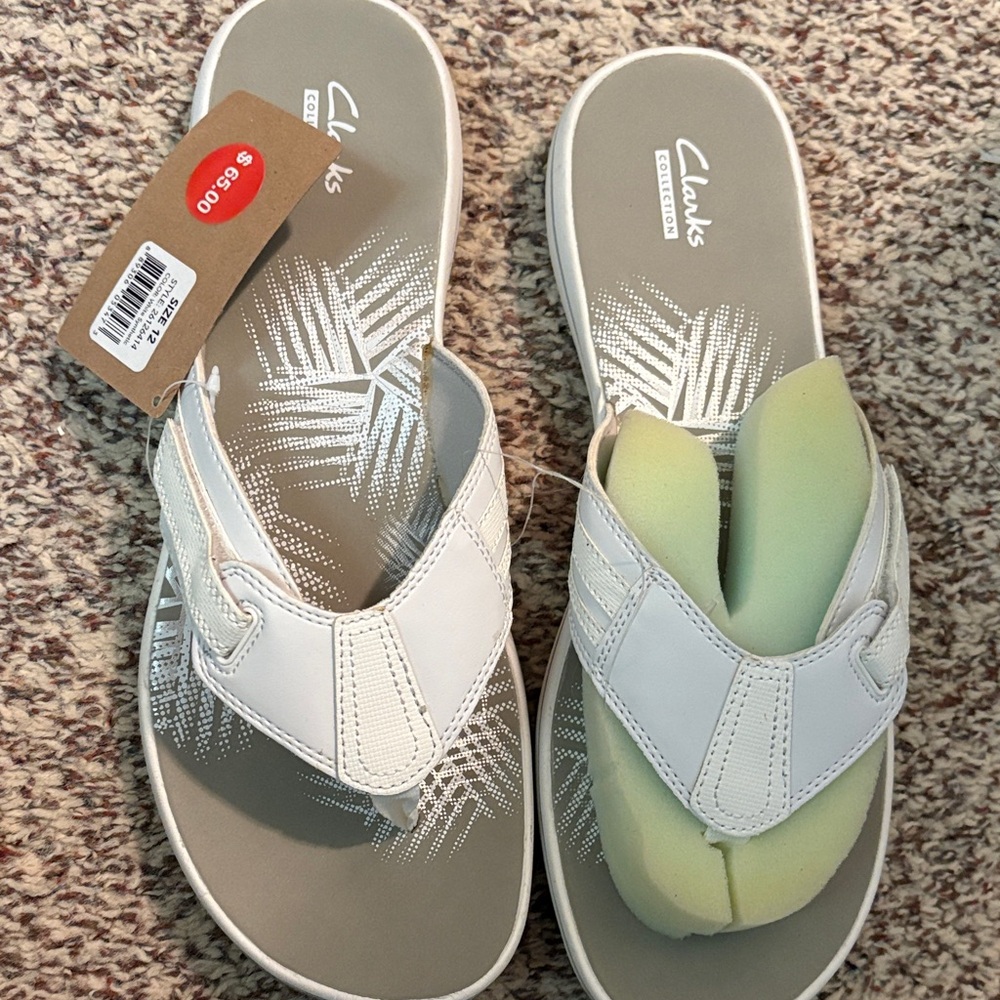 Clarks White Casual Sandals